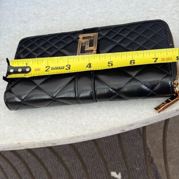 VERSACE QUILTED BLACK LEATHER ZIP AROUND LONG WALLET, 1007135 - Picture 9 of 15